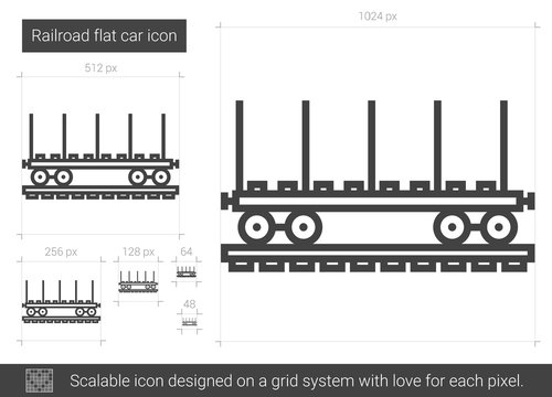 Railroad flat car line icon.