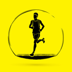 Running man, sport man sprinter, marathon runner graphic vector.