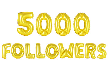 five thousand followers, gold color