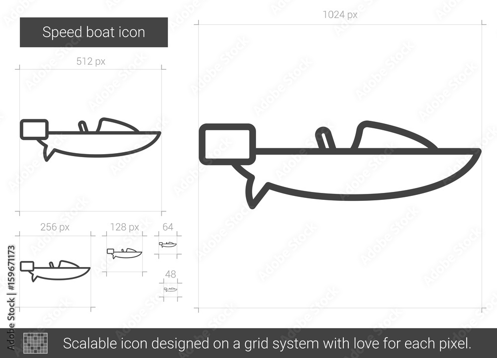 Sticker Speed boat line icon.