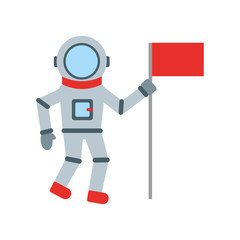 astronaut with flag comic character icon vector illustration design