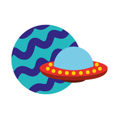 unidentified flying object on planet icon vector illustration design