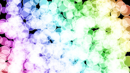 Abstract 3D render bokeh background with rainbow-color gradient on black background