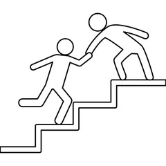 pictogram Men helping themselves on the stairs icon over white background vector illustration