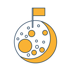 Natural satellite moon with flag vector illustration design