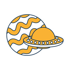 unidentified flying object on planet icon vector illustration design
