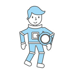 astronaut comic character icon vector illustration design