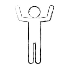 pictogram man with hands up icon over white background vector illustration