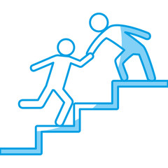 pictogram Men helping themselves on the stairs icon over white background vector illustration