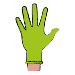 Obraz premium hand with medical gloves icon over white background vector illustration