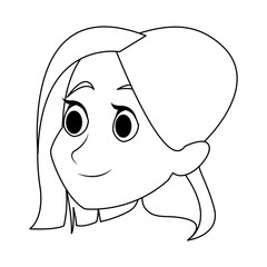 profile woman head character caricature image vector illustration