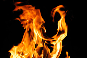 Obraz na płótnie Canvas burning fire flame on the black background
