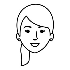 beautiful and young woman head character vector illustration design