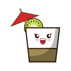 Kawaii cocktail drink icon over white background colorful design vector illustration 