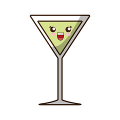 Kawaii cocktail drink icon over white background colorful design vector illustration 