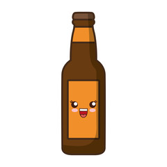 kawaii beer bottle icon over white background colorful design vector illustration