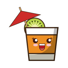 Kawaii cocktail drink icon over white background colorful design vector illustration 