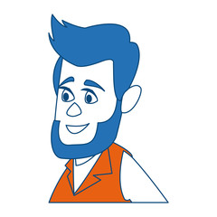 man cartoon face adult caricature character vector illustration