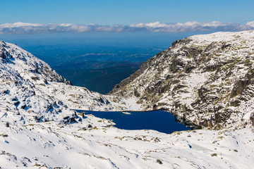 Landscape with snow in the Serra da Estrela mountains. County of Guarda. Portugal