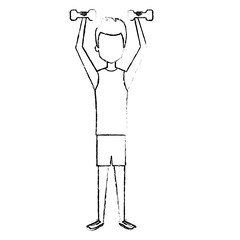 athletic man weight lifting character vector illustration design