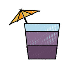 cocktail drink with decorative umbrella icon over white background colorful design vector illustration