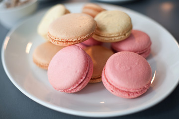 Plate of Macarons in a cafe