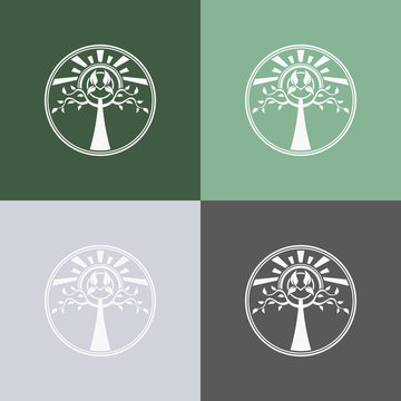 Set of color abstract tree vector logo design template for your design.
