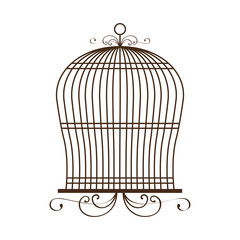 vintage birdcage icon over white background vector illustration