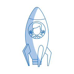 young guy inside the rocket on launch of space startup concept vector illustration