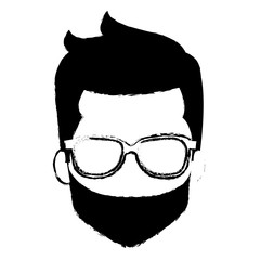 young man head with beard avatar character vector illustration design