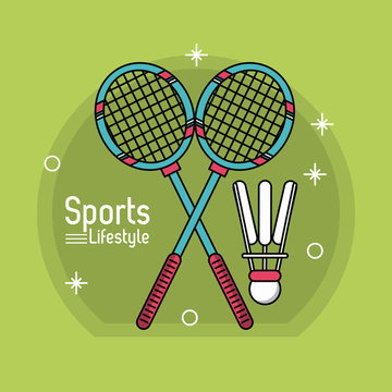 colorful poster of sport lifestyle with badminton icons vector illustration  Stock Vector | Adobe Stock