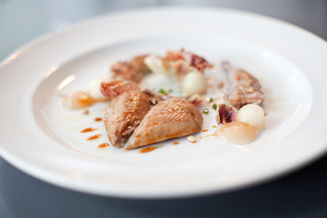 Main course meal of Quail