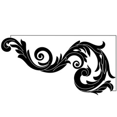 Vintage baroque ornament, corner. Retro pattern antique style acanthus. Decorative design element filigree calligraphy vector. - stock vector