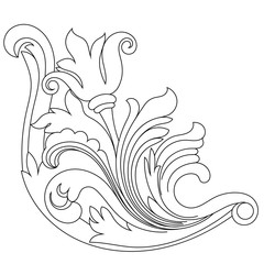 Vintage baroque ornament, corner. Retro pattern antique style acanthus. Decorative design element filigree calligraphy vector. - stock vector