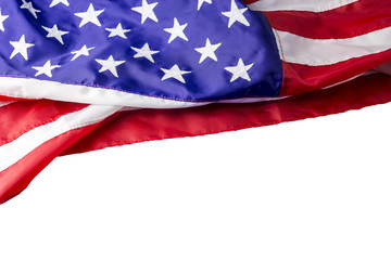 USA or american flag isolated on white background with clipping path