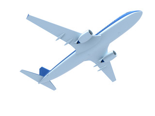 3d illustration of airplane in flying isolated.