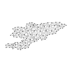 Map of Kyrgyzstan from polygonal black lines and dots of vector illustration