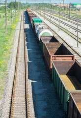 Railway station view with wagons.
