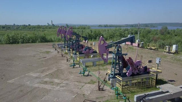 Group of operating oil pumps