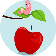 Preposition Apple Worm Above