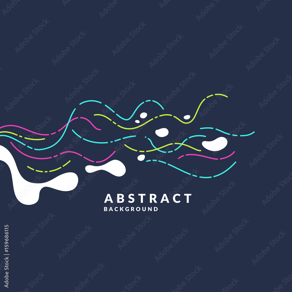 Poster bright abstract background with a dynamic waves and splash in a minimalist style. vector illustratio