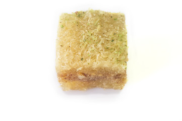 One east sweet baklava pastry isolated on white