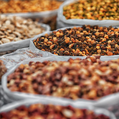 Spices in bags on the Indian market