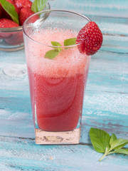 Fresh cold strawberry smoothies with fresh fruits