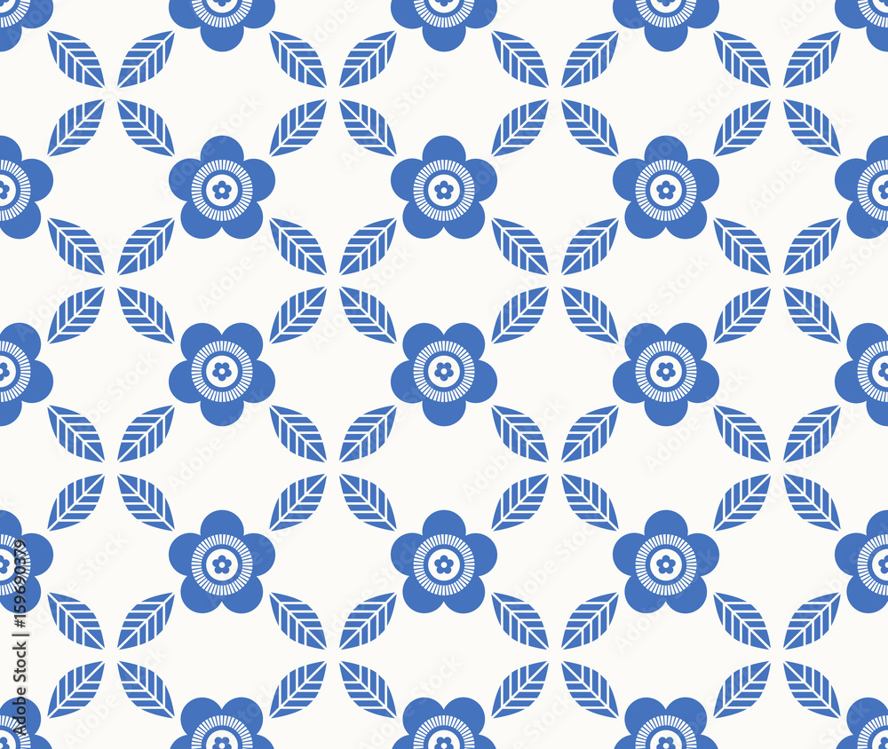 Poster seamless retro pattern with flowers