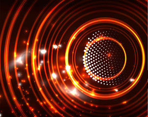 Neon circles abstract background