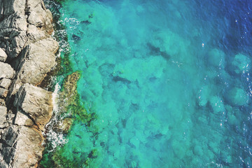 Rocky seashore, top view