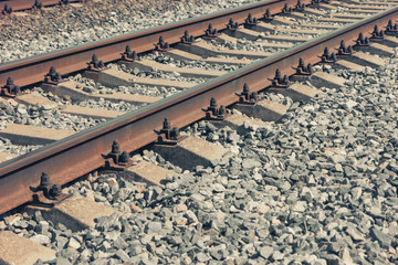 Naklejka premium The modern railroad tracks with concrete sleepers