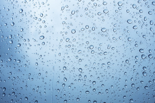 Rain water drop on glass