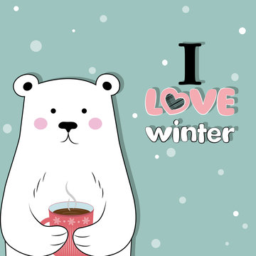 I like winter. Winter time. Vector illustration. Postcard Happy winter.